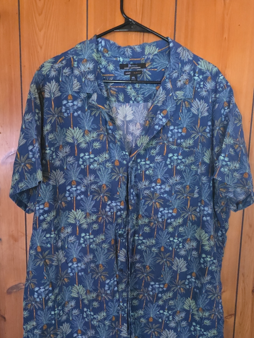 Marc Anthony Blue Tropical Print Short-Sleeve Shirt Jacket